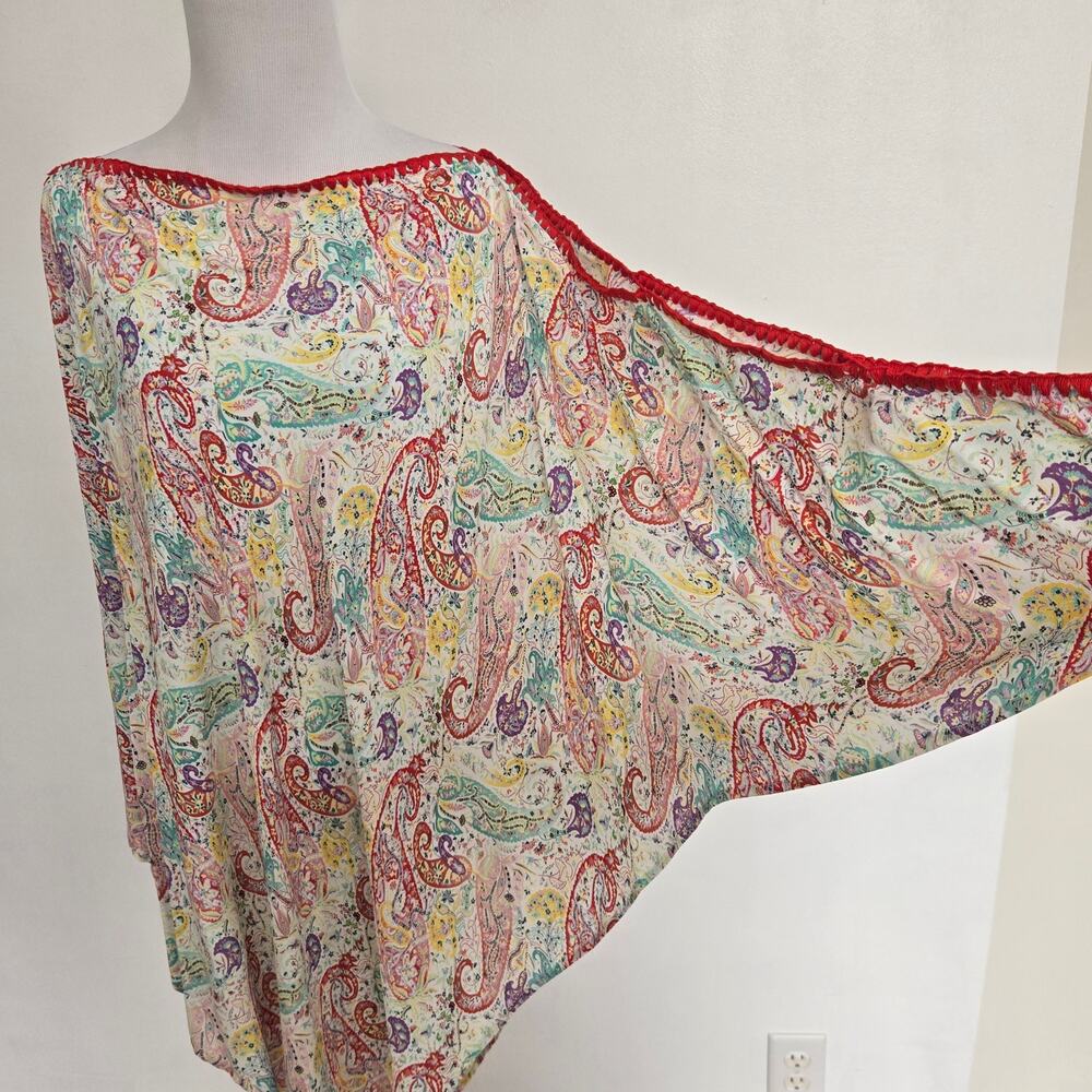 NWT Etro Poncho White Paisley Luxury European Vacation Summer Italy Women OS - Picture 7 of 14